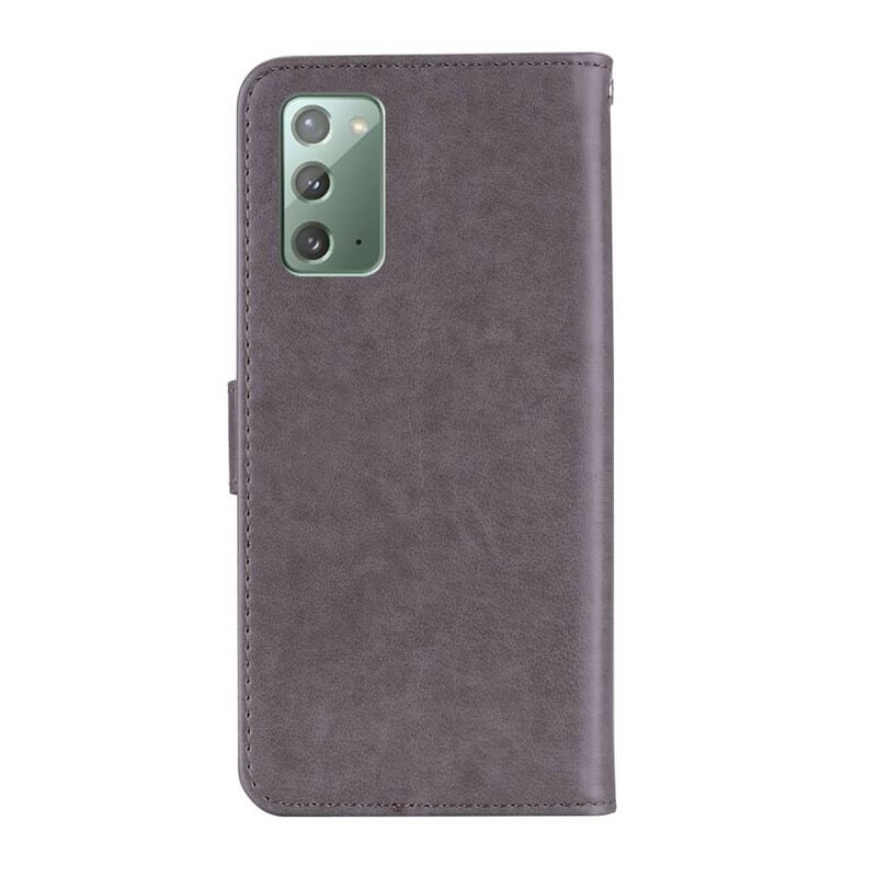 Capa De Couro Para Samsung Galaxy Note 20 Coruja Mandala E Charme