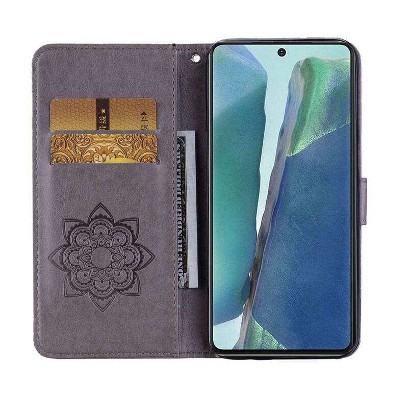 Capa De Couro Para Samsung Galaxy Note 20 Coruja Mandala E Charme