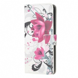 Capa De Couro Para Samsung Galaxy Note 20 Flores Tropicais