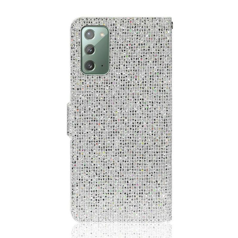 Capa De Couro Para Samsung Galaxy Note 20 Lantejoulas Design S