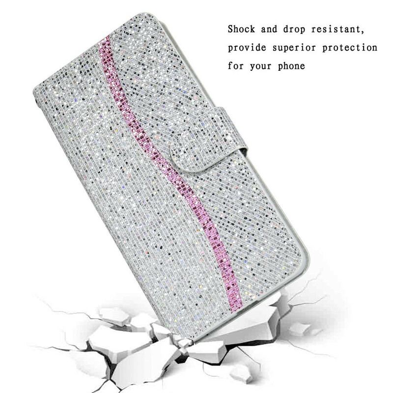 Capa De Couro Para Samsung Galaxy Note 20 Lantejoulas Design S