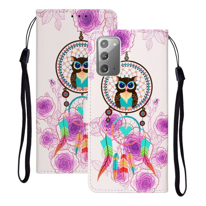 Capa De Couro Para Samsung Galaxy Note 20 Rei Coruja