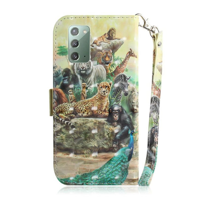 Capa Flip Para Samsung Galaxy Note 20 De Cordão Animais De Safári Tanga