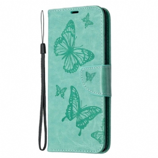 Capa Flip Para Samsung Galaxy Note 20 De Couro Borboletas E Aba Oblíqua