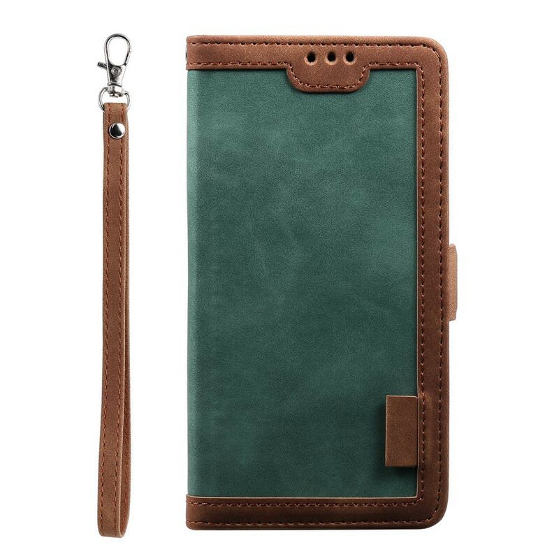 Capa Flip Para Samsung Galaxy Note 20 Couro Sintético Retrô Com Cordão