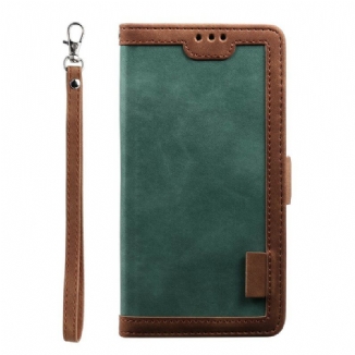 Capa Flip Para Samsung Galaxy Note 20 Couro Sintético Retrô Com Cordão