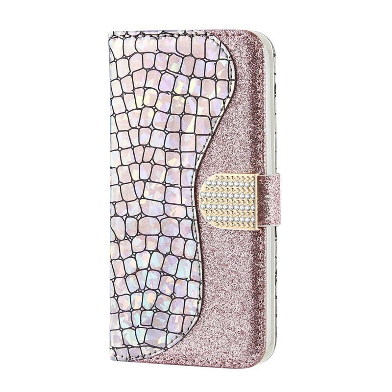 Capa Flip Para Samsung Galaxy Note 20 Diamantes De Crocodilo