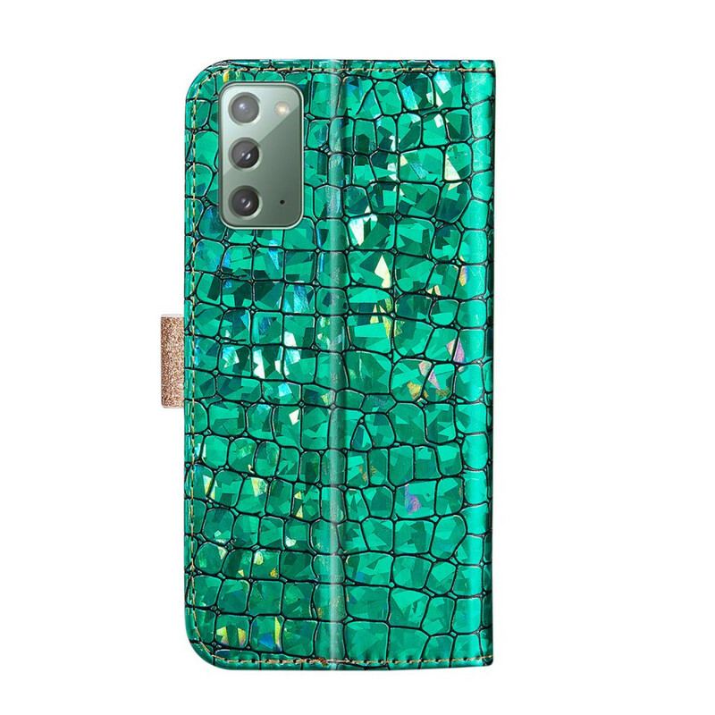 Capa Flip Para Samsung Galaxy Note 20 Diamantes De Crocodilo