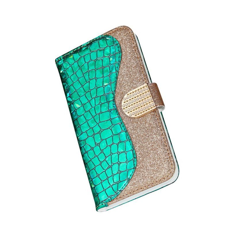 Capa Flip Para Samsung Galaxy Note 20 Diamantes De Crocodilo