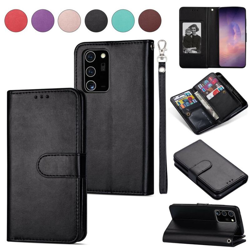 Capa Flip Para Samsung Galaxy Note 20 Titulares De Cartão De Couro Falso 9