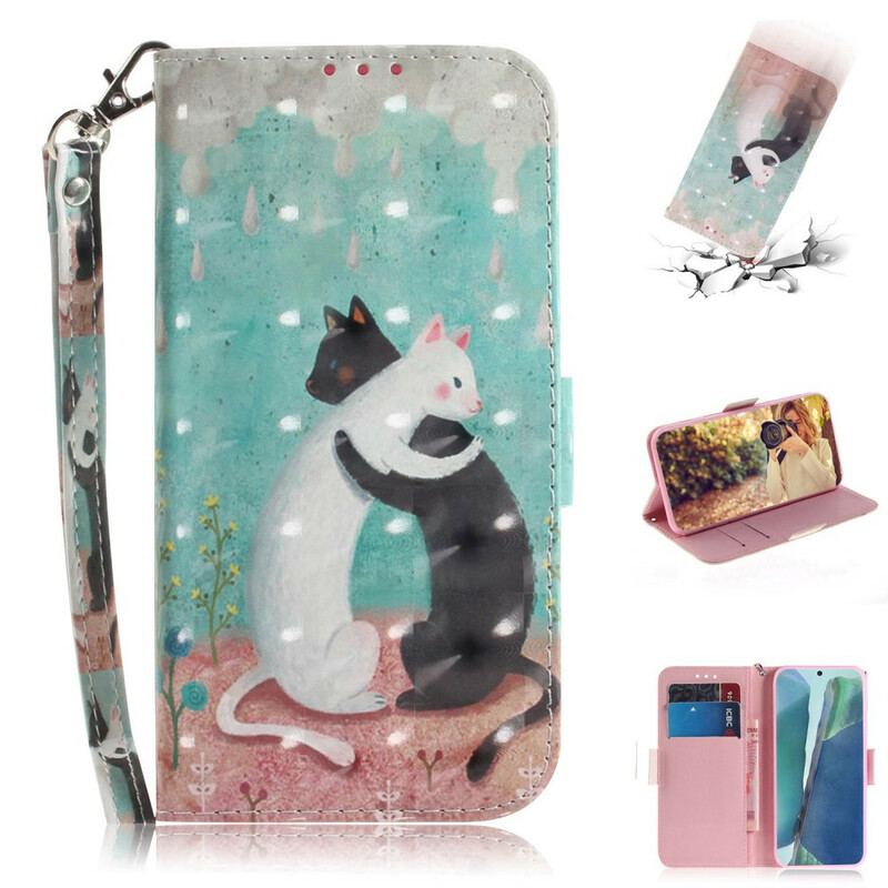 Capa Folio Para Samsung Galaxy Note 20 De Cordão Strappy Cat Friends