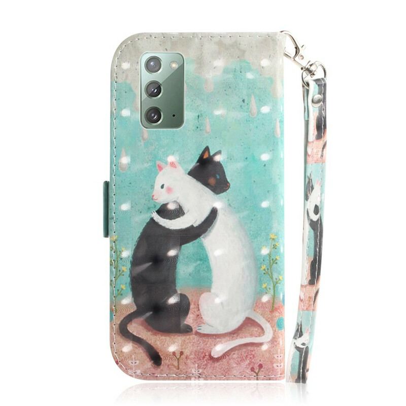 Capa Folio Para Samsung Galaxy Note 20 De Cordão Strappy Cat Friends