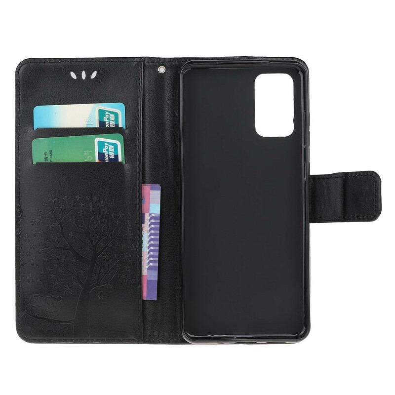 Capa Folio Para Samsung Galaxy Note 20 De Cordão Tanga E Corujas