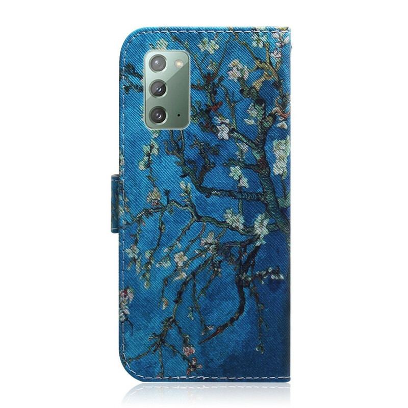 Capa Folio Para Samsung Galaxy Note 20 Ramo De Árvore Florido