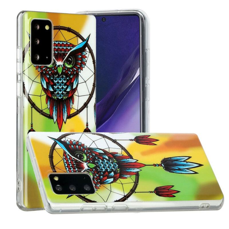 Capa Para Samsung Galaxy Note 20 Coruja Fluorescente Apanhador De Sonhos