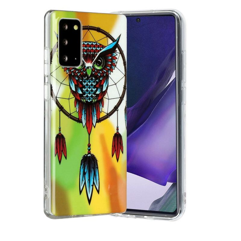 Capa Para Samsung Galaxy Note 20 Coruja Fluorescente Apanhador De Sonhos