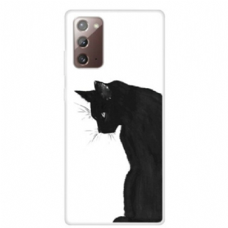 Capa Para Samsung Galaxy Note 20 Gato Preto Pensativo