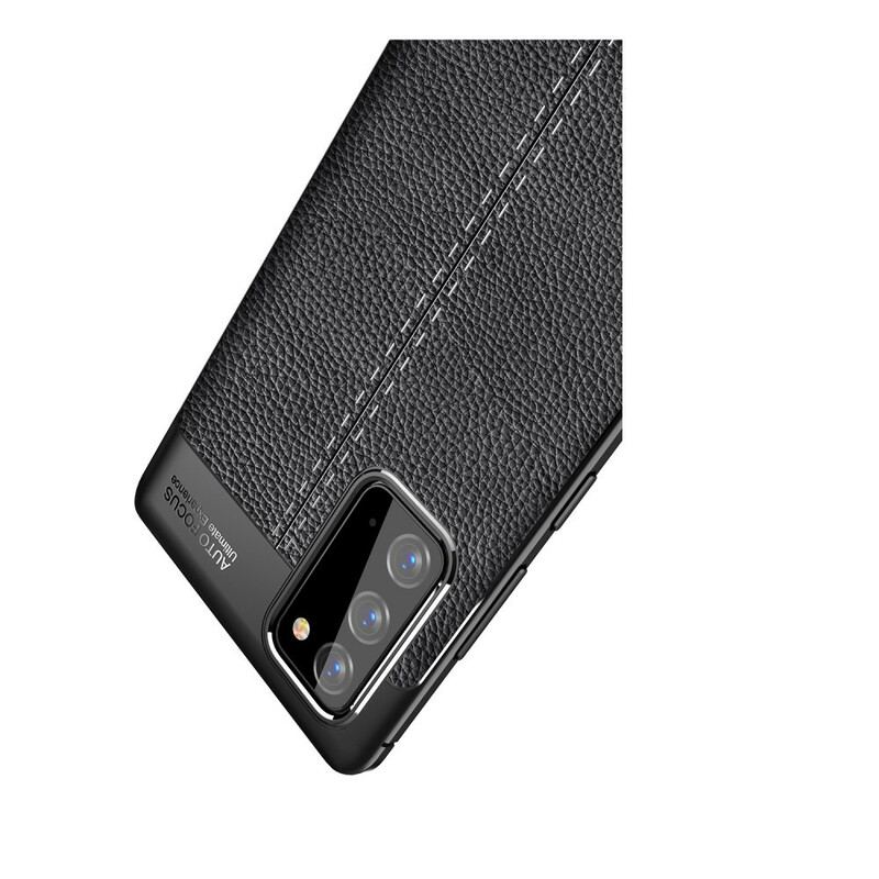 Capa Para Samsung Galaxy Note 20 Linha Dupla Efeito Couro Litchi