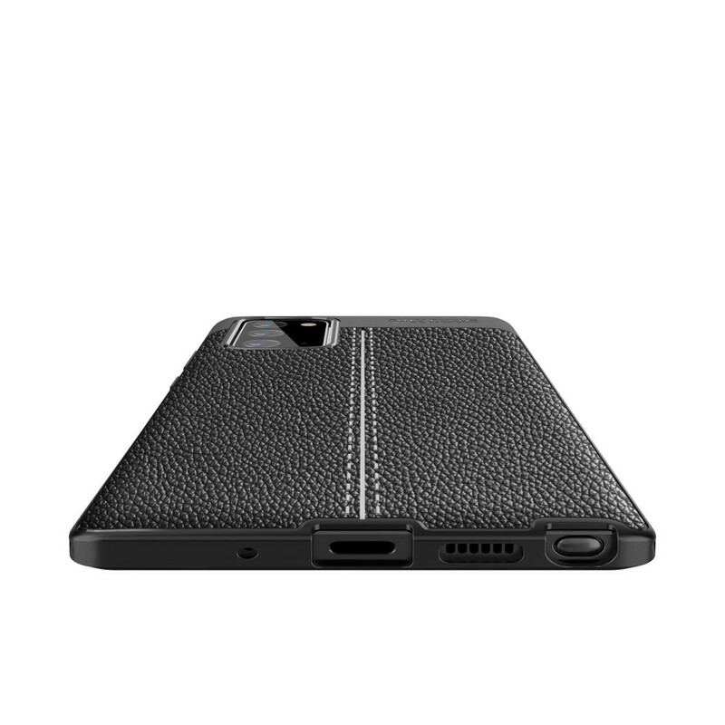 Capa Para Samsung Galaxy Note 20 Linha Dupla Efeito Couro Litchi