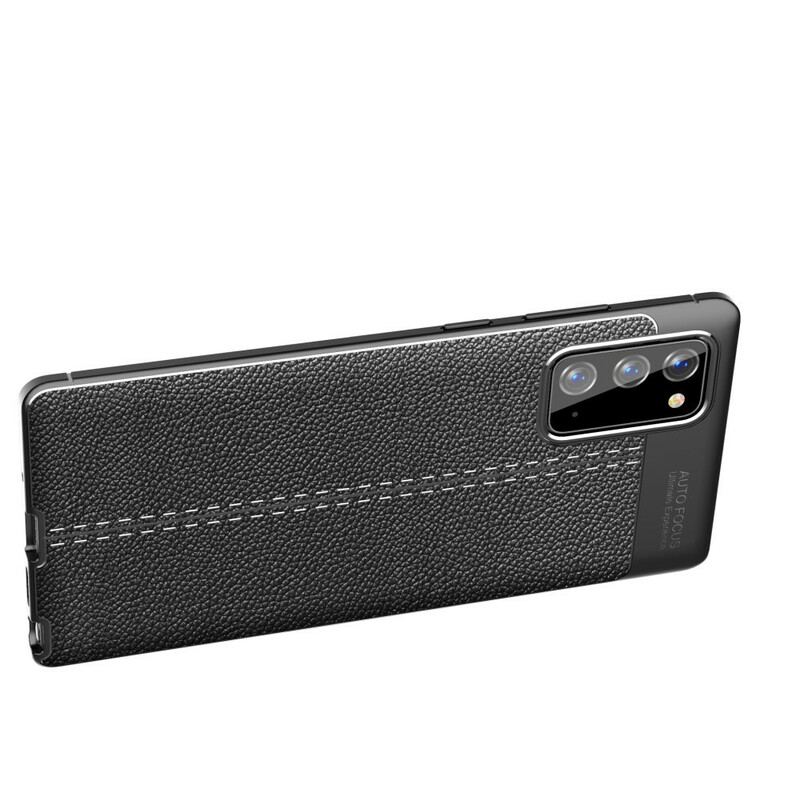 Capa Para Samsung Galaxy Note 20 Linha Dupla Efeito Couro Litchi