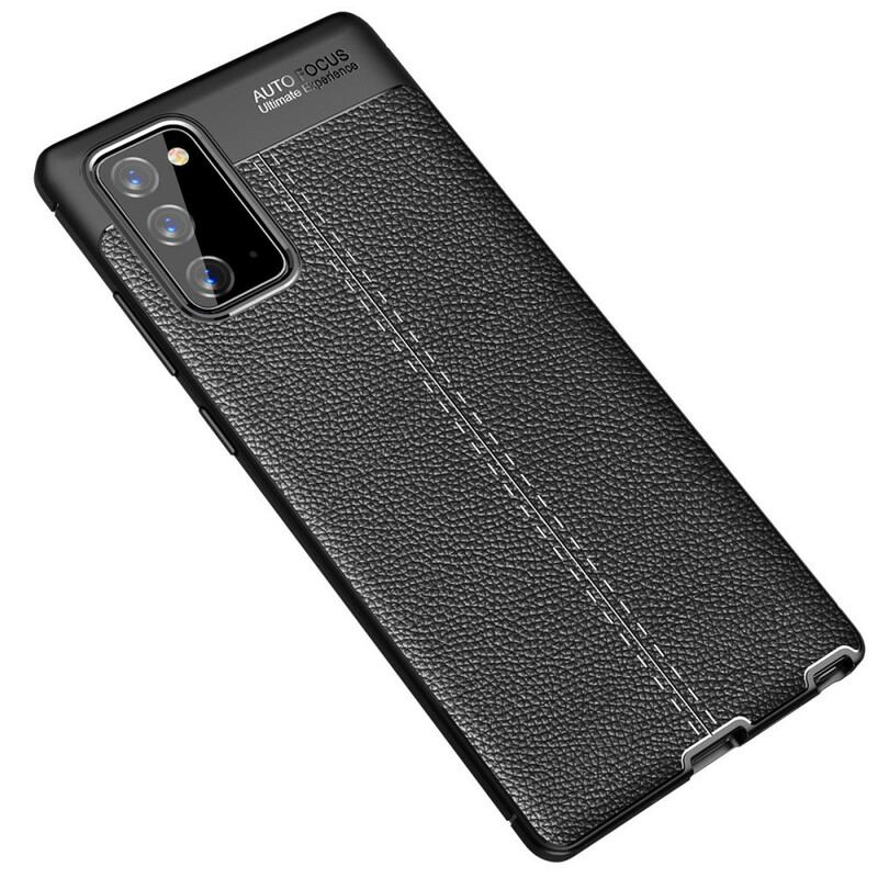 Capa Para Samsung Galaxy Note 20 Linha Dupla Efeito Couro Litchi