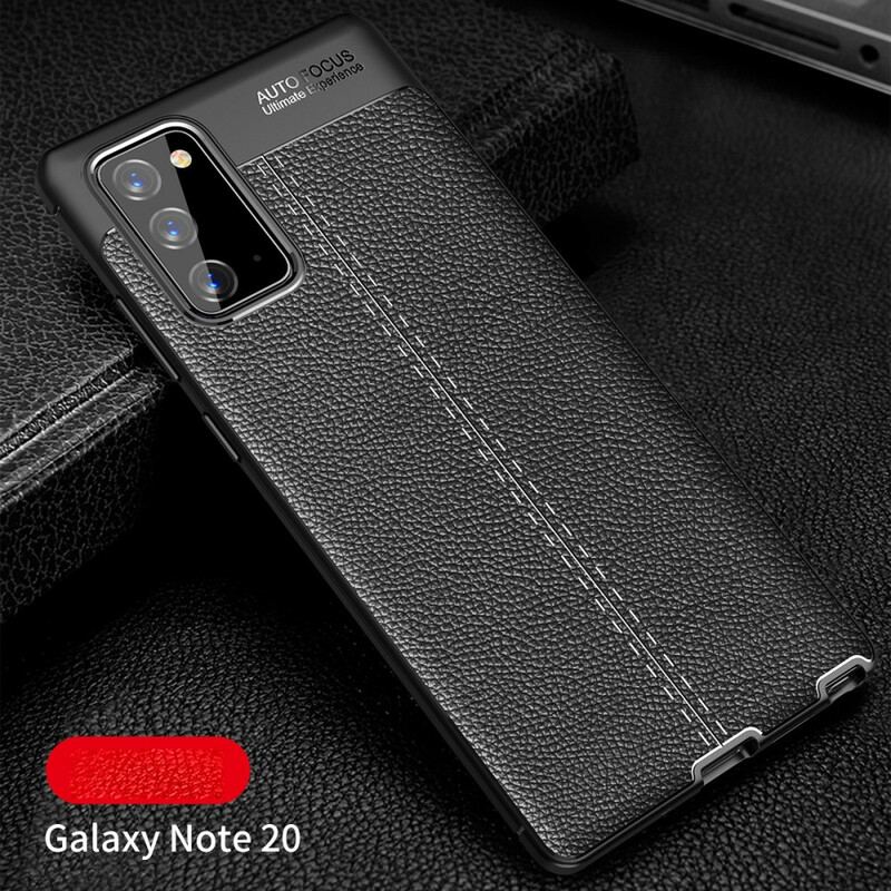 Capa Para Samsung Galaxy Note 20 Linha Dupla Efeito Couro Litchi