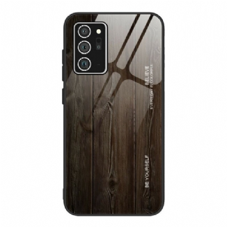 Capa Para Samsung Galaxy Note 20 Vidro Temperado Com Design De Madeira