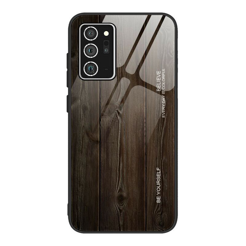 Capa Para Samsung Galaxy Note 20 Vidro Temperado Com Design De Madeira