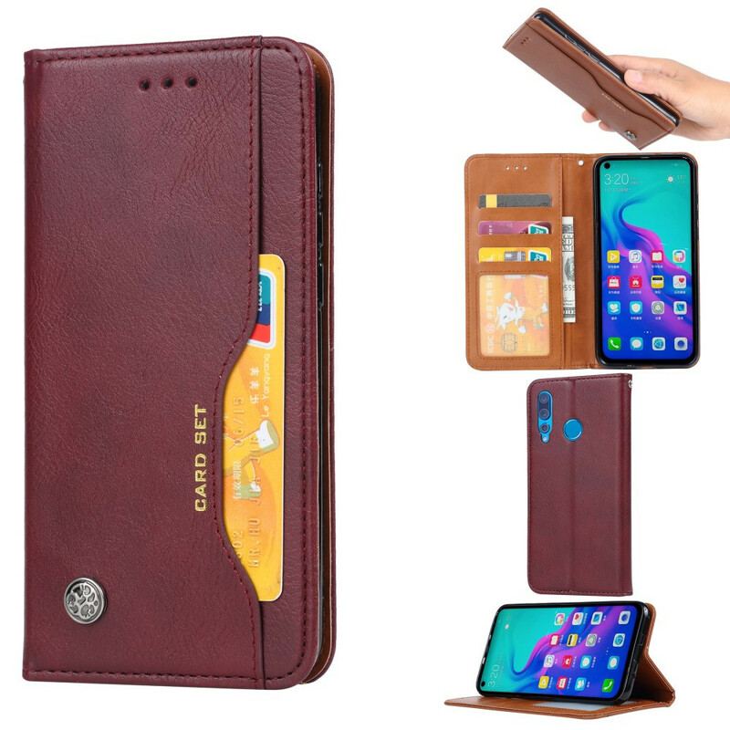 Capa De Celular Para Huawei P Smart Z Flip Titular De Cartão De Couro Sintético