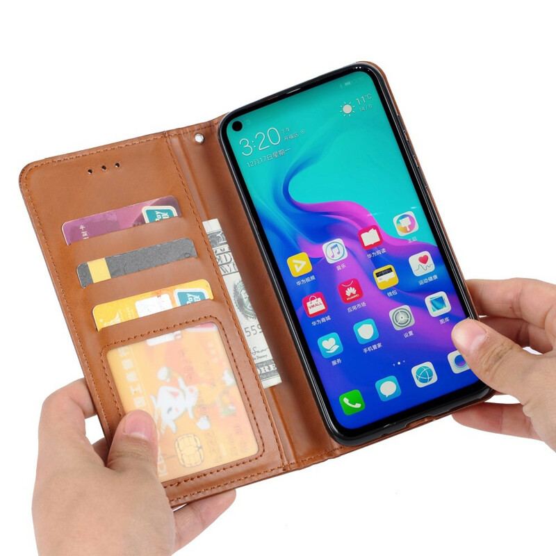 Capa De Celular Para Huawei P Smart Z Flip Titular De Cartão De Couro Sintético