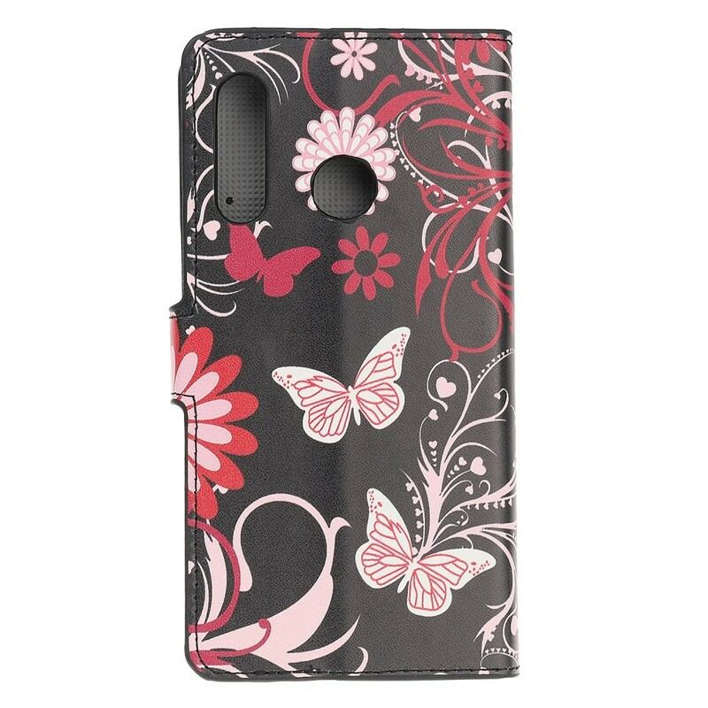 Capa De Couro Para Huawei P Smart Z Borboletas E Flores