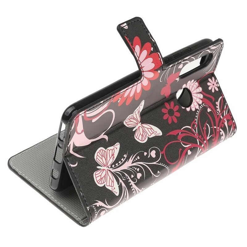 Capa De Couro Para Huawei P Smart Z Borboletas E Flores