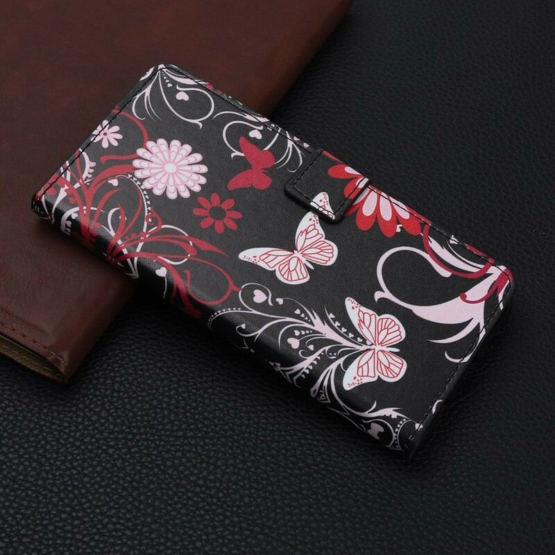 Capa De Couro Para Huawei P Smart Z Borboletas E Flores