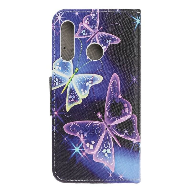 Capa De Couro Para Huawei P Smart Z Borboletas Neon