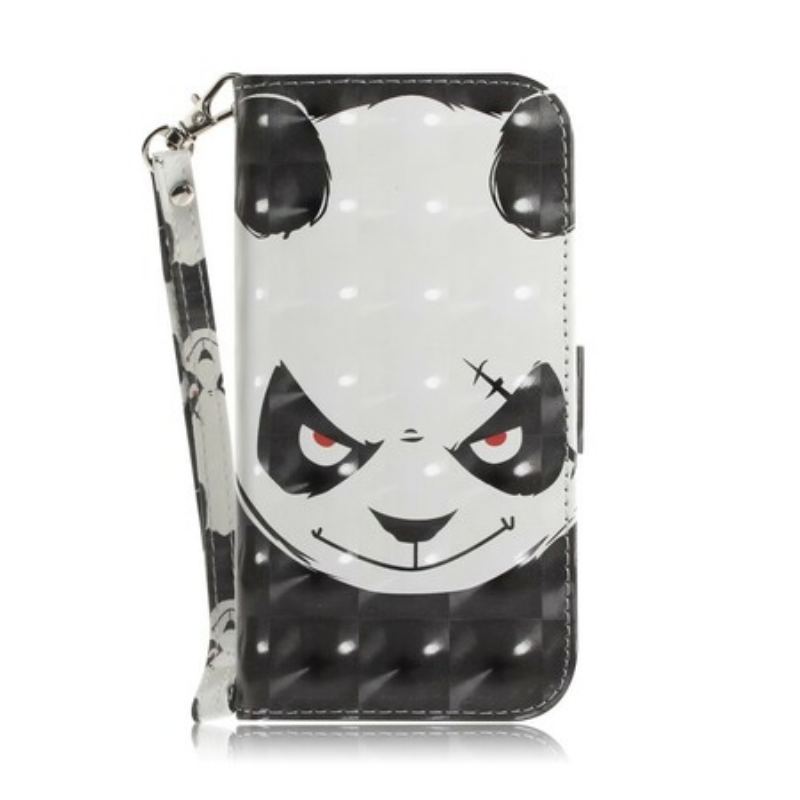 Capa De Couro Para Huawei P Smart Z De Cordão Panda Irritado Com Cordão