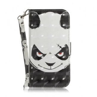 Capa De Couro Para Huawei P Smart Z De Cordão Panda Irritado Com Cordão