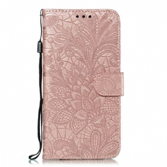 Capa De Couro Para Huawei P Smart Z De Cordão Strap Flores Tribais