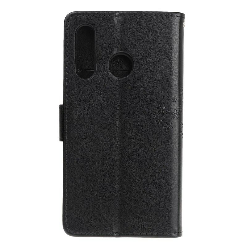 Capa De Couro Para Huawei P Smart Z De Cordão Tanga E Corujas