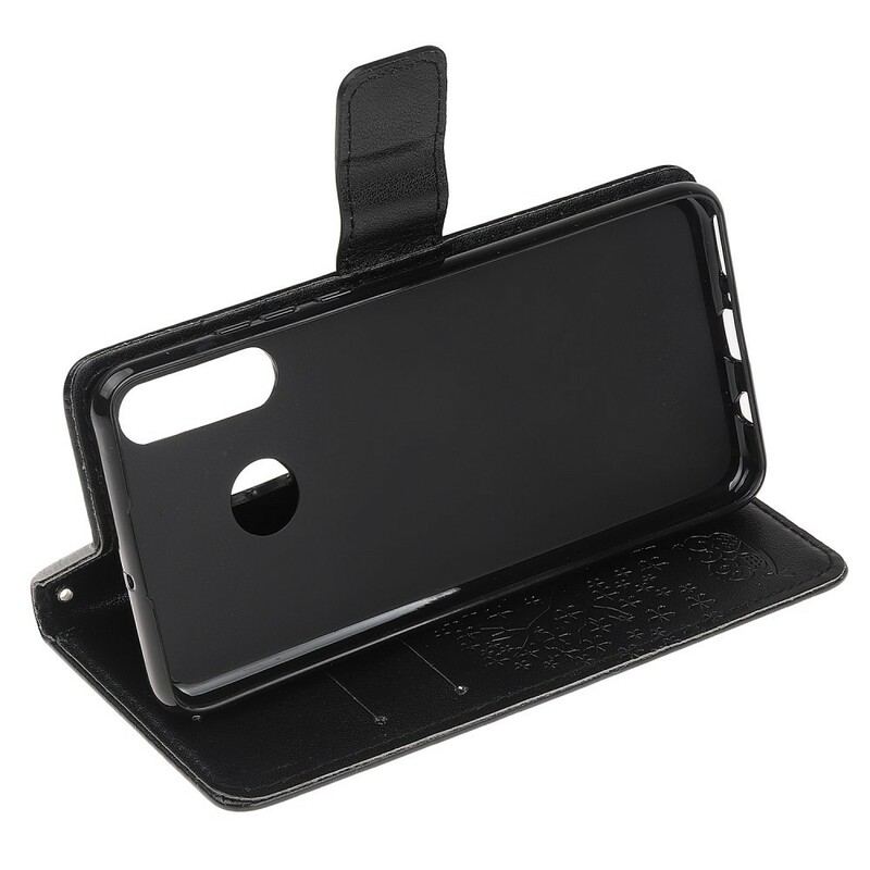 Capa De Couro Para Huawei P Smart Z De Cordão Tanga E Corujas