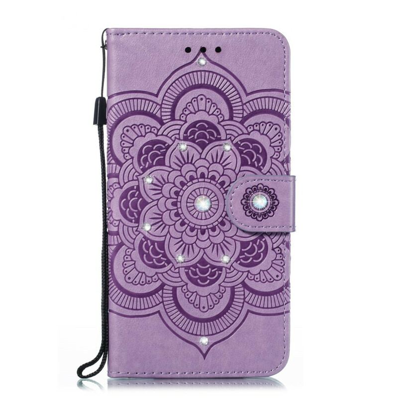 Capa De Couro Para Huawei P Smart Z Mandala E Diamantes