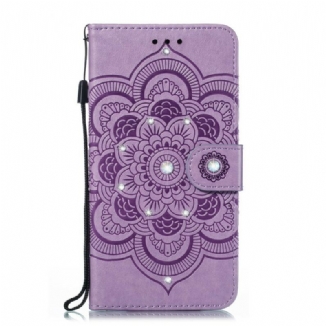 Capa De Couro Para Huawei P Smart Z Mandala E Diamantes