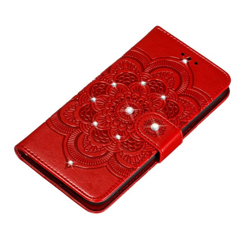 Capa De Couro Para Huawei P Smart Z Mandala E Diamantes