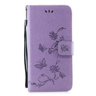 Capa Flip Para Huawei P Smart Z De Cordão Tanga Borboletas E Flores