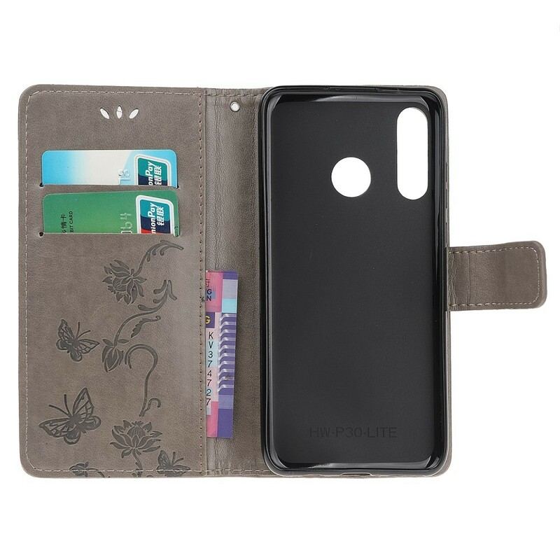 Capa Flip Para Huawei P Smart Z De Cordão Tanga Borboletas E Flores