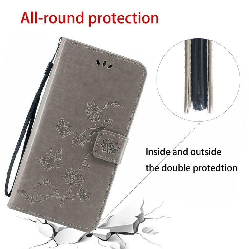 Capa Flip Para Huawei P Smart Z De Cordão Tanga Borboletas E Flores