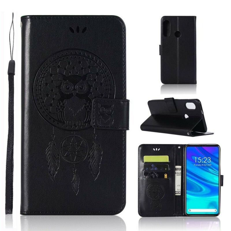 Capa Flip Para Huawei P Smart Z Coruja Apanhador De Sonhos Com Efeito De Couro