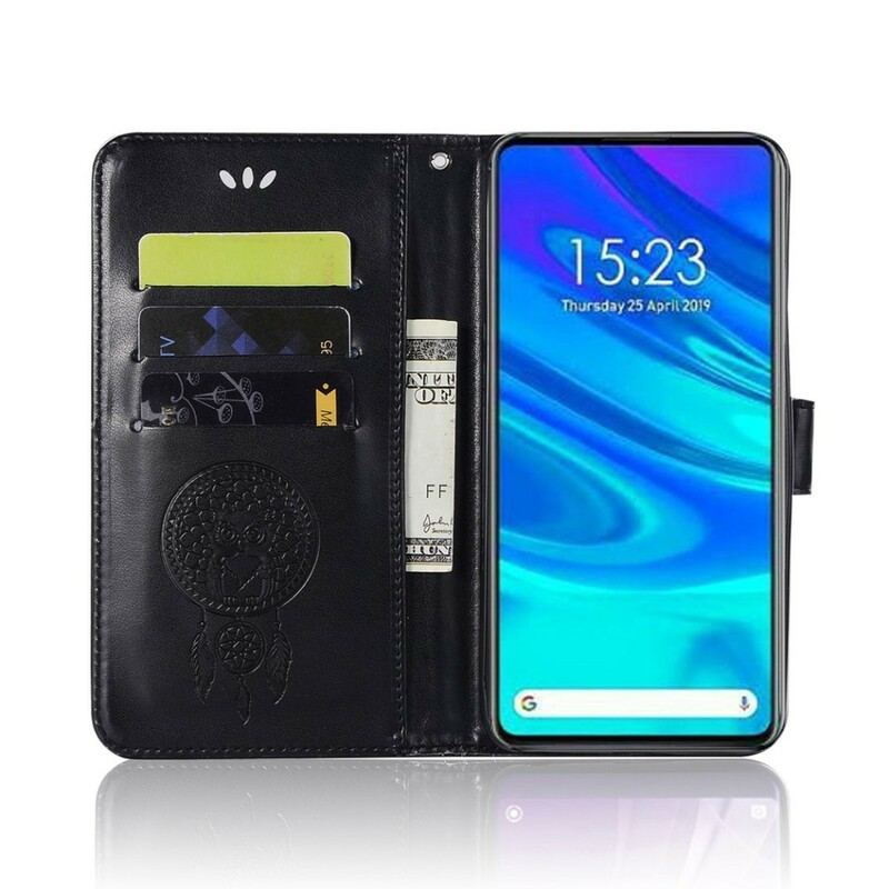 Capa Flip Para Huawei P Smart Z Coruja Apanhador De Sonhos Com Efeito De Couro