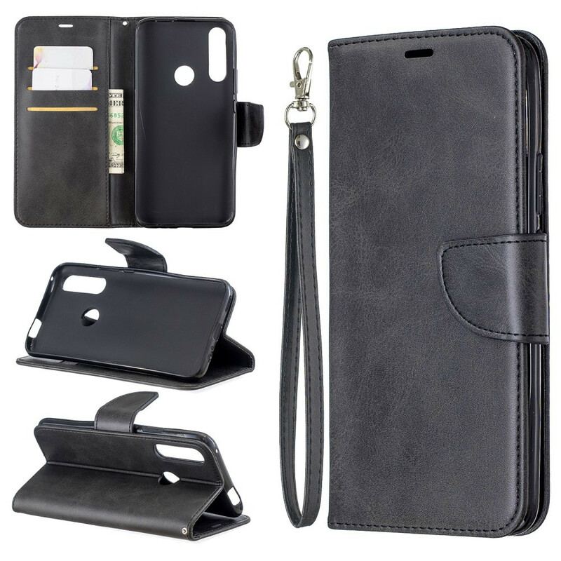 Capa Folio Para Huawei P Smart Z De Cordão Correia De Efeito De Couro Premium