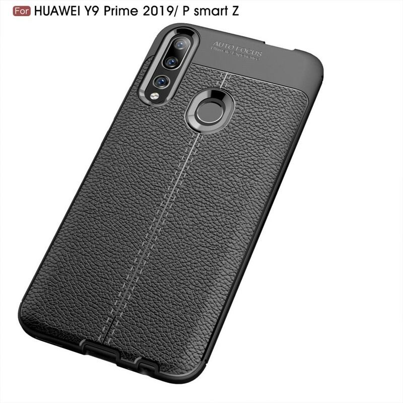 Capa Para Huawei P Smart Z Linha Dupla Efeito Couro Litchi