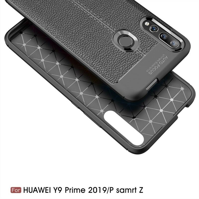 Capa Para Huawei P Smart Z Linha Dupla Efeito Couro Litchi